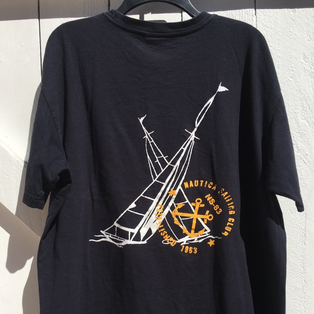 Vintage Nautica Navy Blue Graphic T-Shirt 1990s